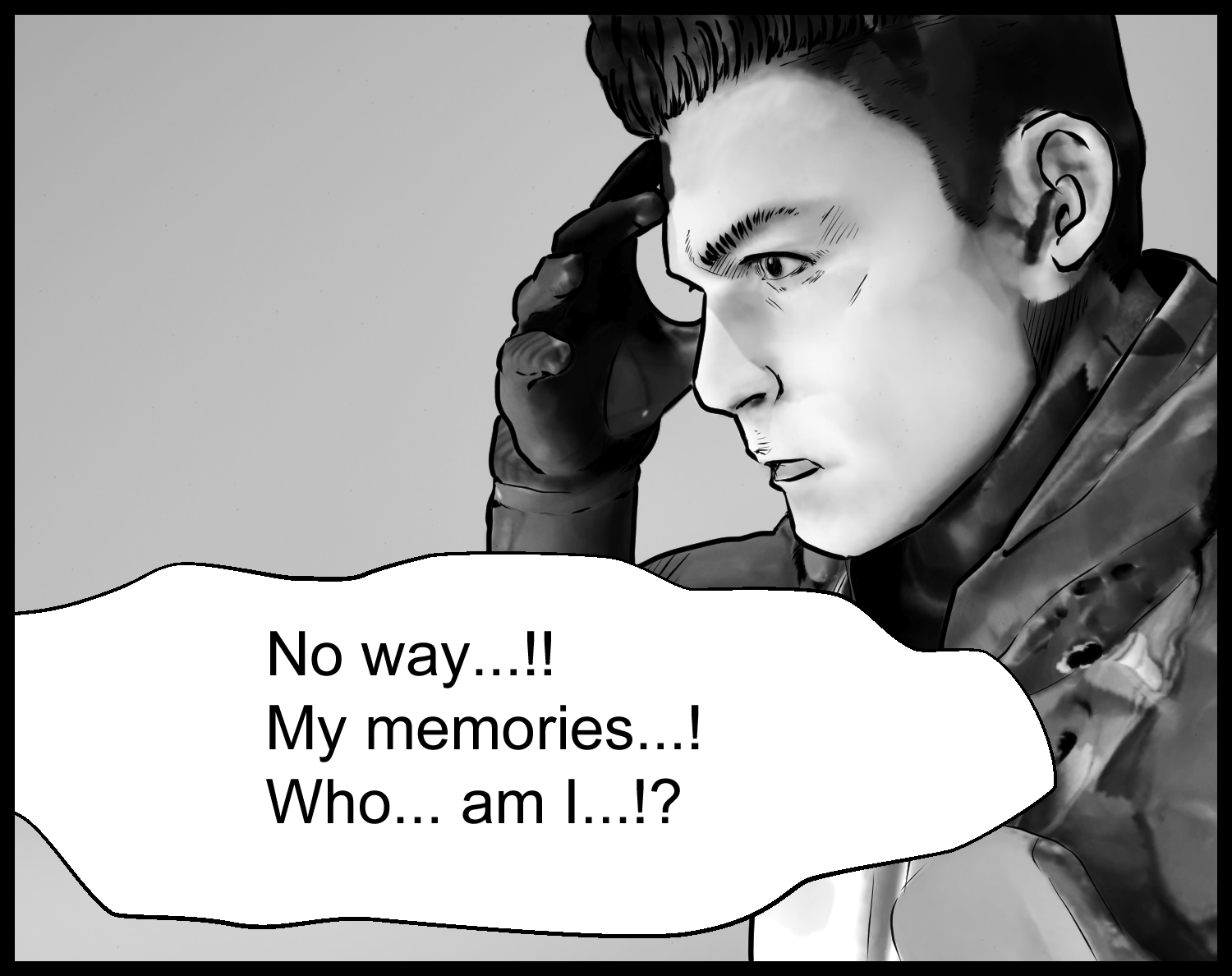 The protagonist thinks about his missing memories and grows uneasy