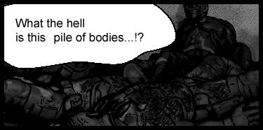 The protagonist faces many fallen armored soldiers and begins to grasp the abnormal situation