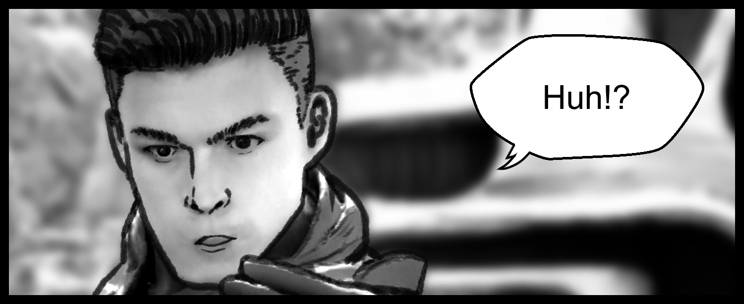 The protagonist is shocked by the number of armored soldiers chasing him
