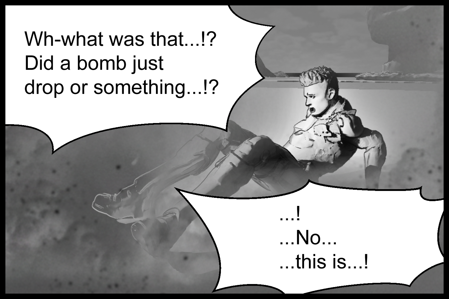 The protagonist is confused by the power of Crimson Blast Kick and tries to understand the situation