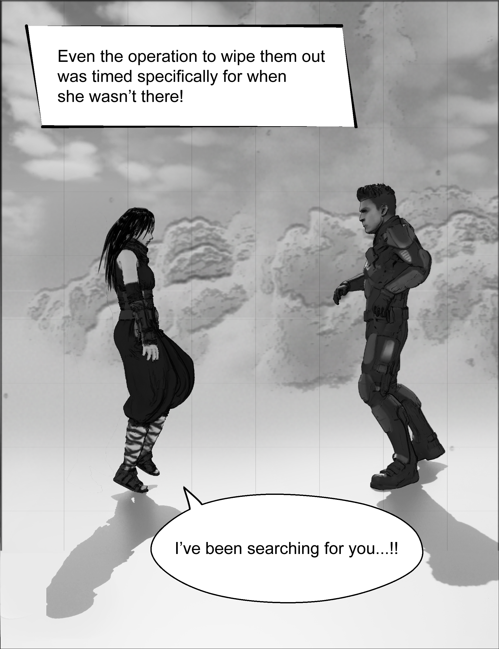 The protagonist and the mysterious girl face each other as their past connection begins to unfold