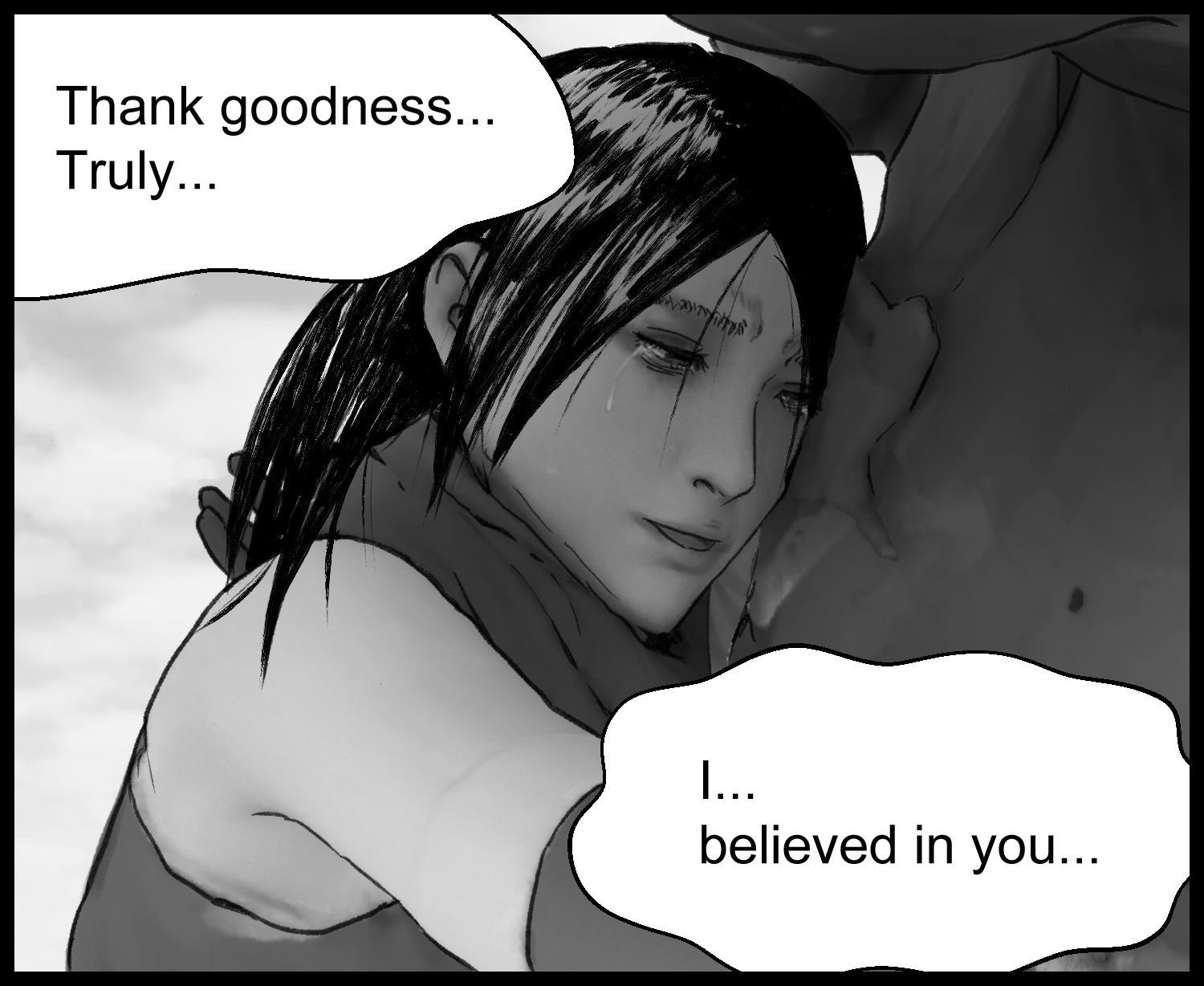The girl cries out with joy