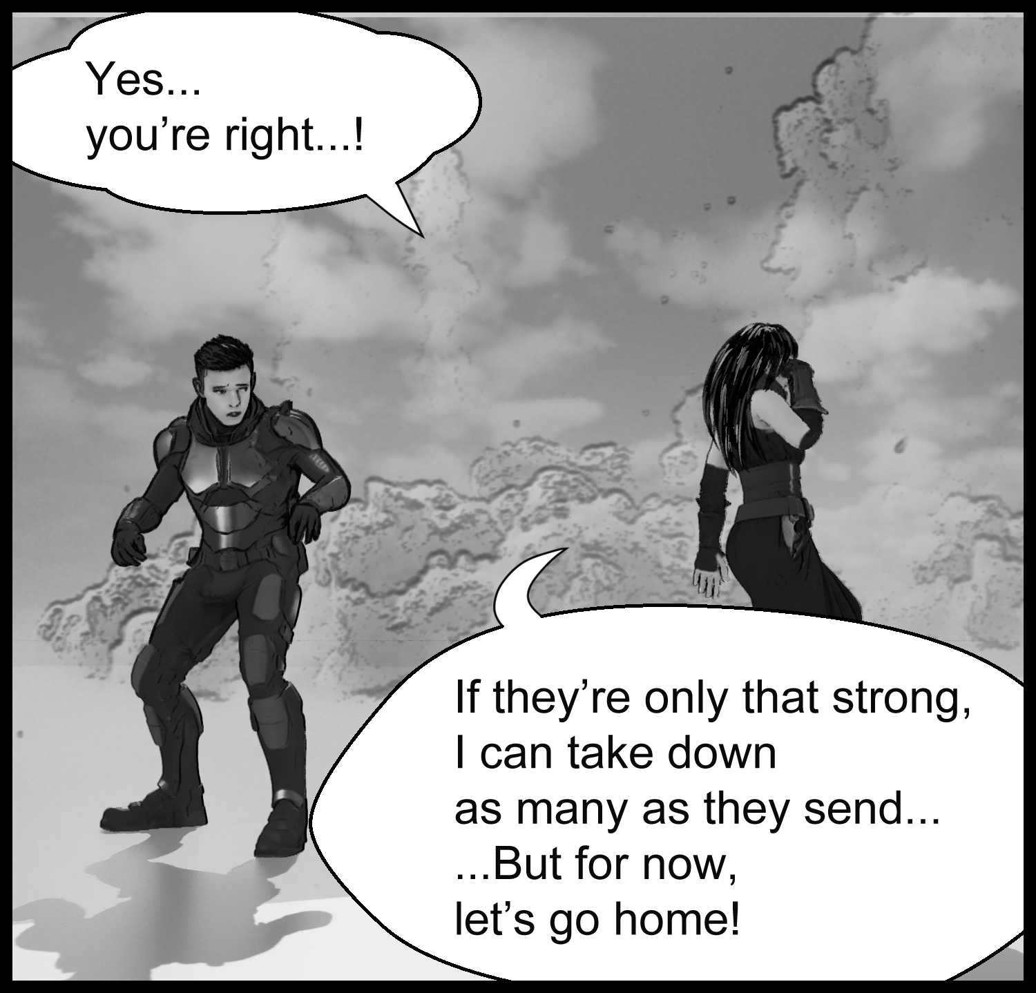 A conversation scene after the situation begins to settle down