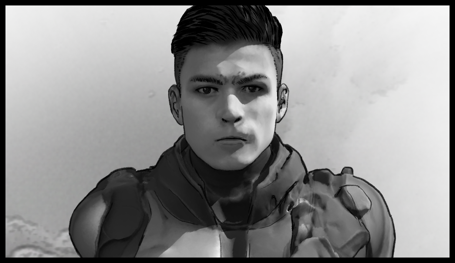 The protagonist looks at the girl while holding complicated feelings