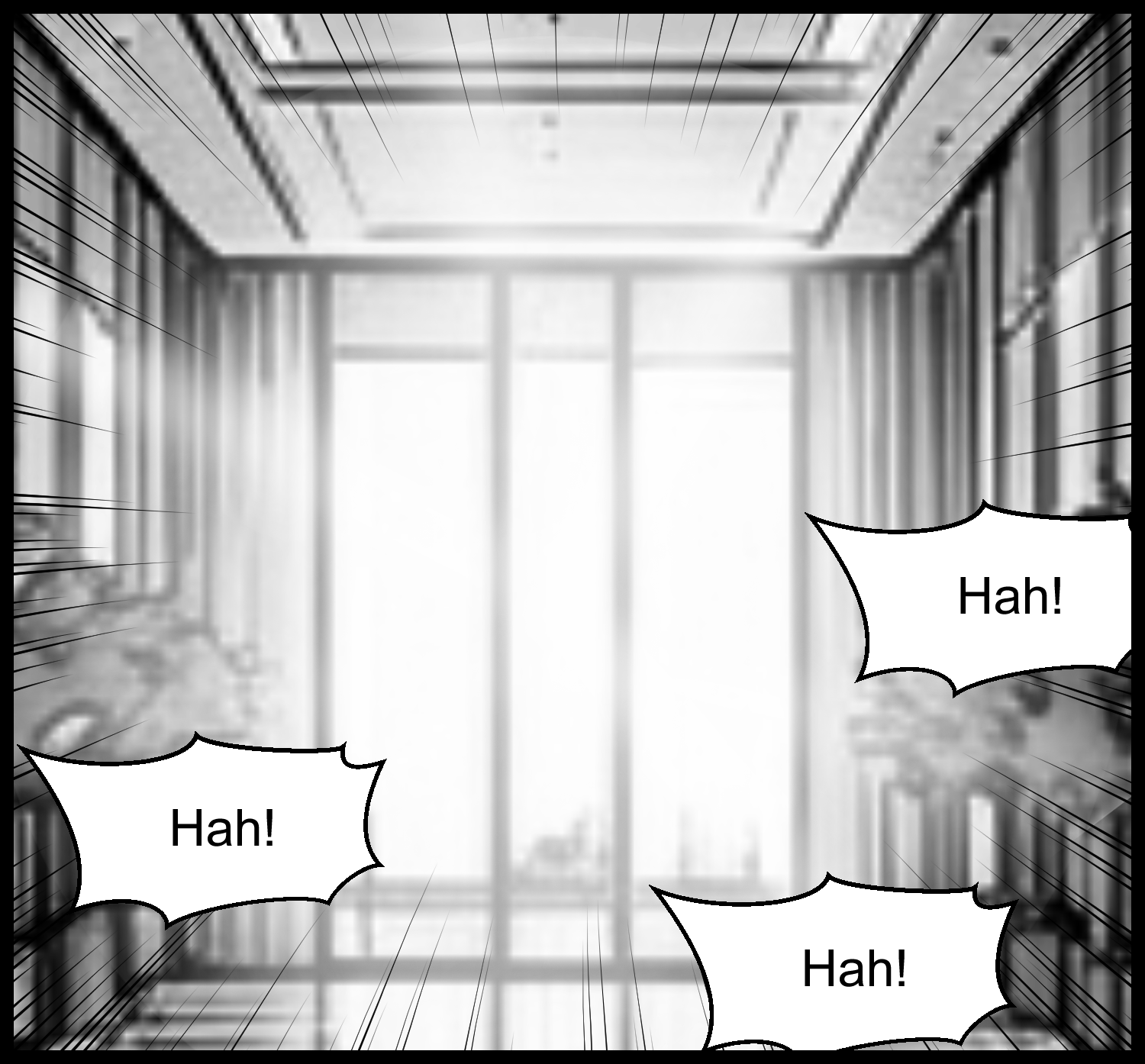 The protagonist runs toward a bright exit to escape the research facility