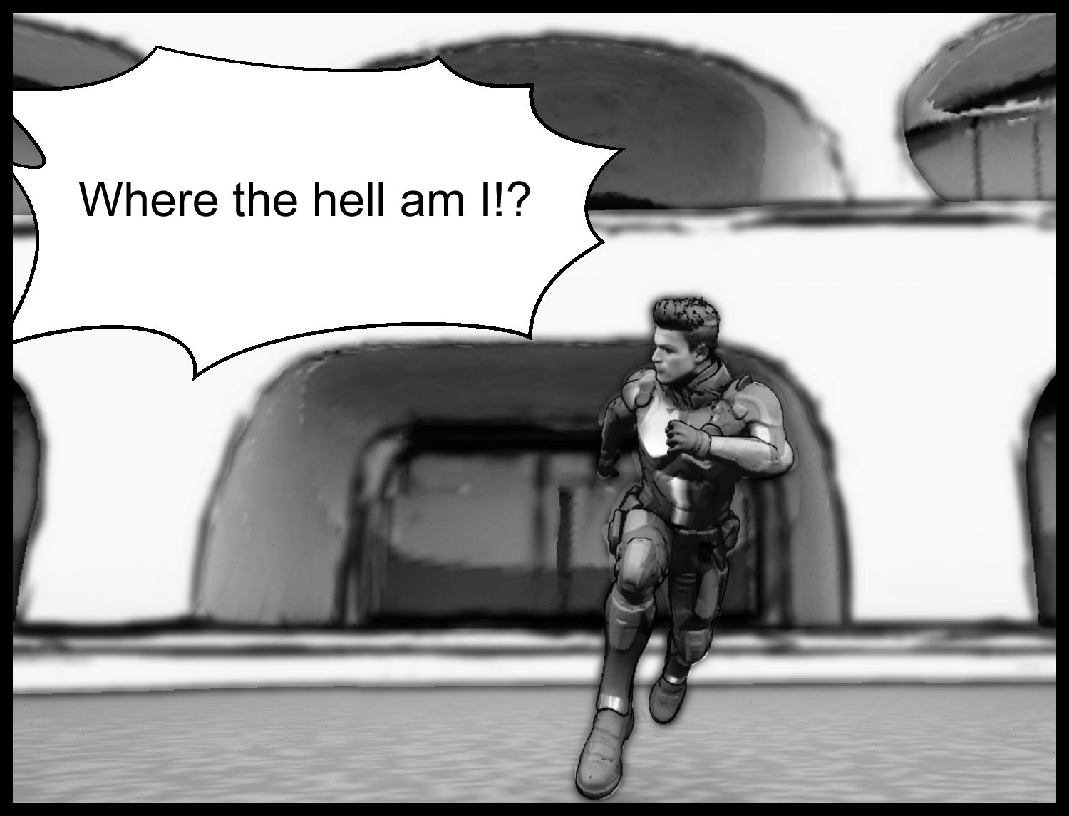 The protagonist looks over the outside scenery and tries to understand the facility