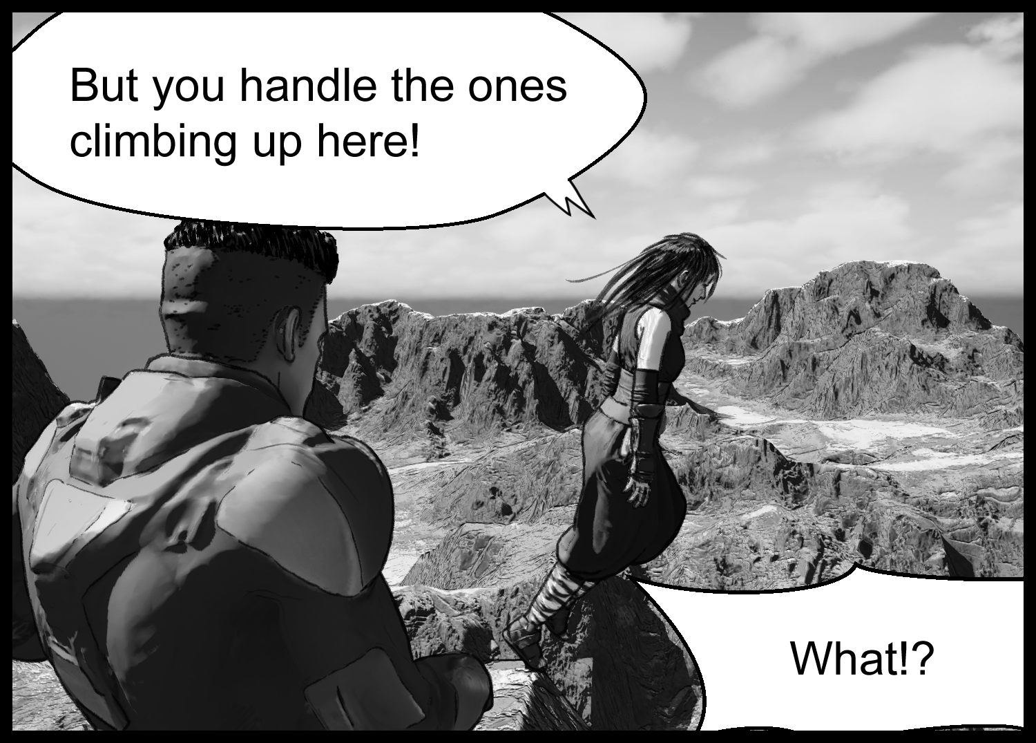 A tense pre-battle scene where Aria prepares to show a Rekka Ryū technique