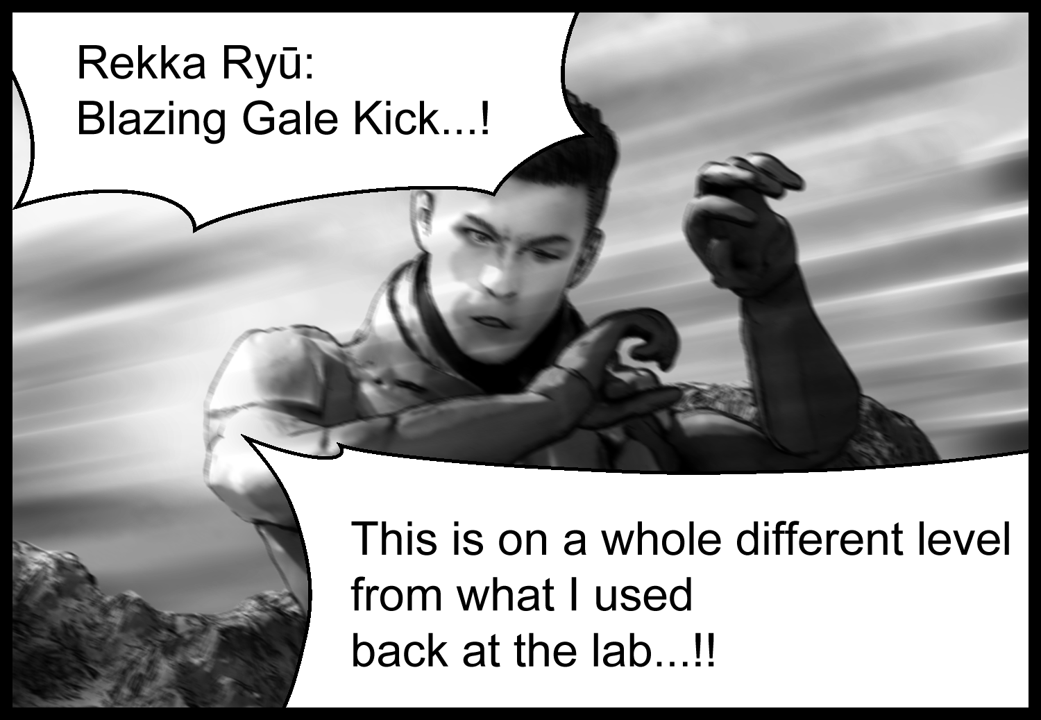 The protagonist is stunned by the difference in power between himself and Aria