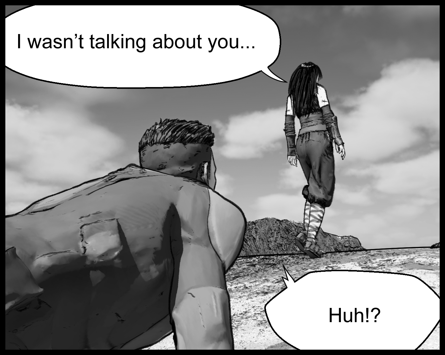 Aria acknowledges the protagonist’s effort during a conversation in the mountain terrain