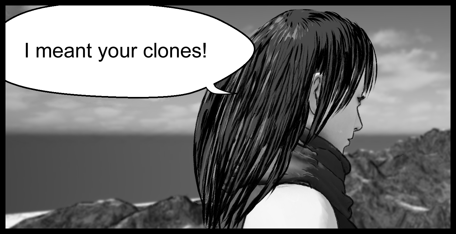 Aria reveals the existence of the clones to the protagonist as the story’s mystery deepens
