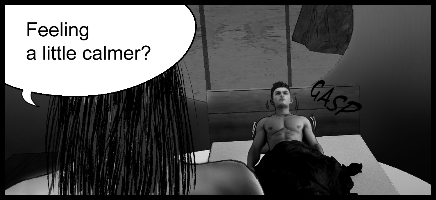 The protagonist notices Aria and reacts with surprise