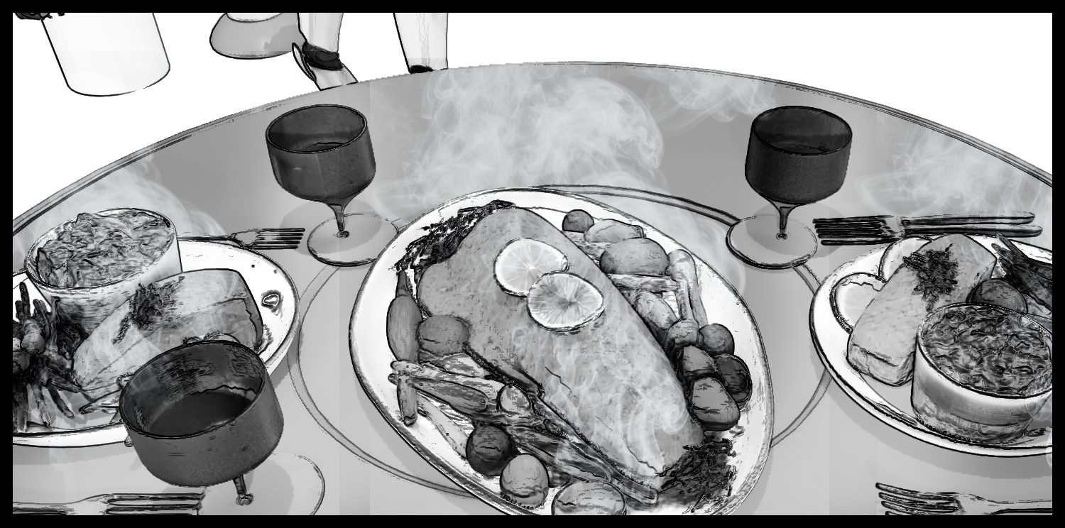 A calm breakfast scene with dishes laid out on the table