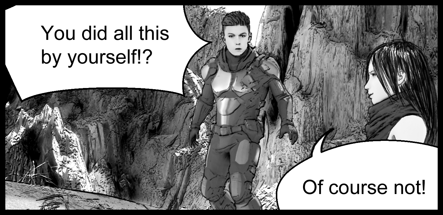 The protagonist asks Aria whether she rebuilt the village by herself