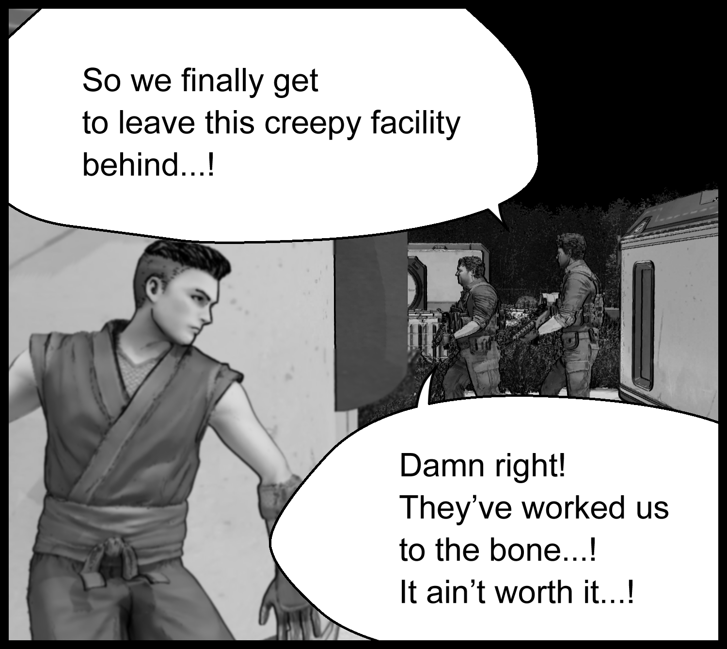 The guards talk with relief about being able to leave the facility