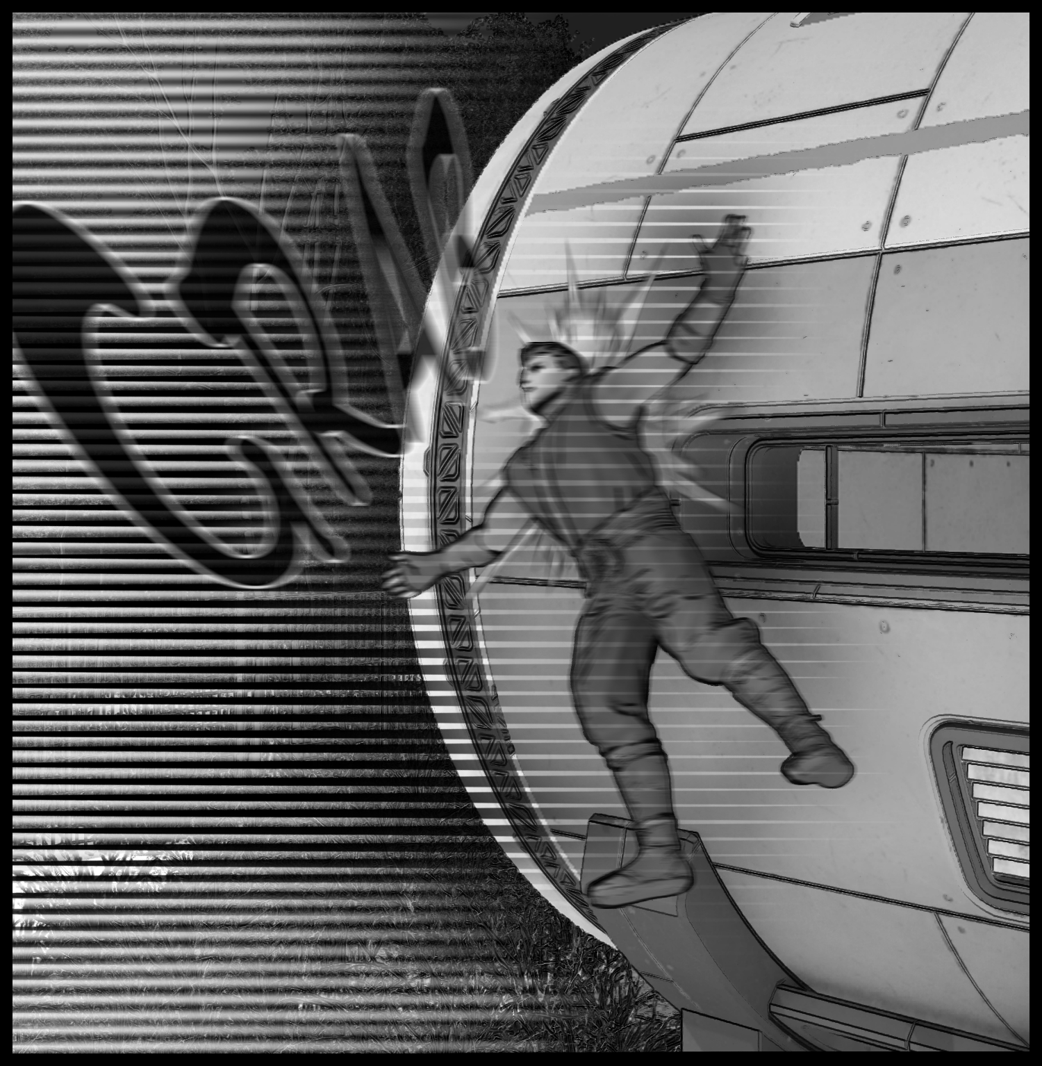 An intense action scene where the protagonist is slammed into the facility wall