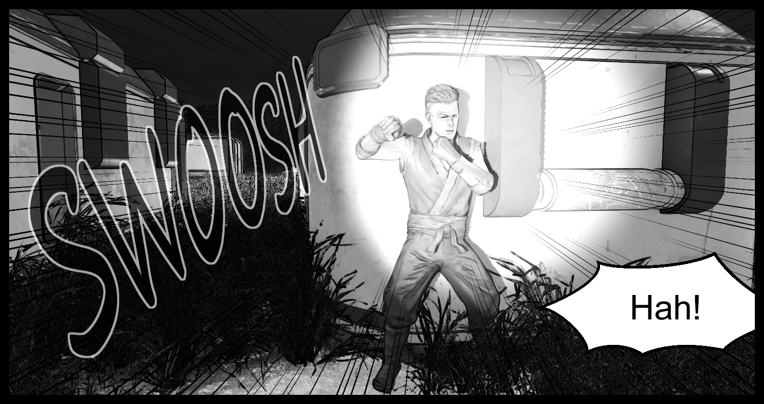 The protagonist is caught in a bright light and his location is exposed