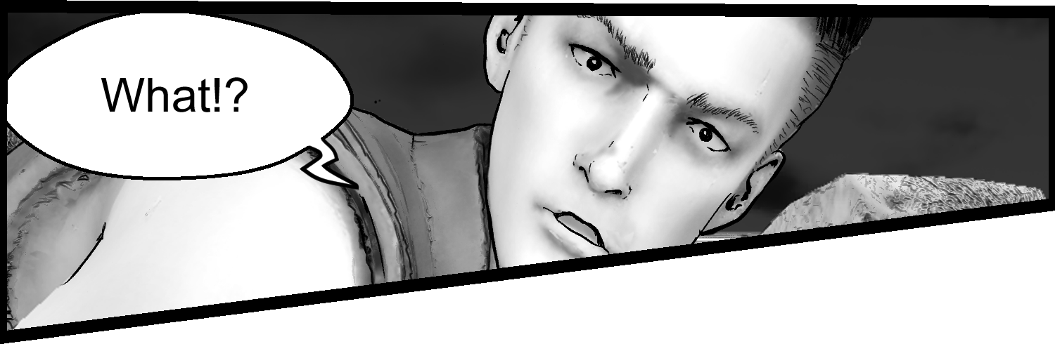 The protagonist looks surprised by Aria's words