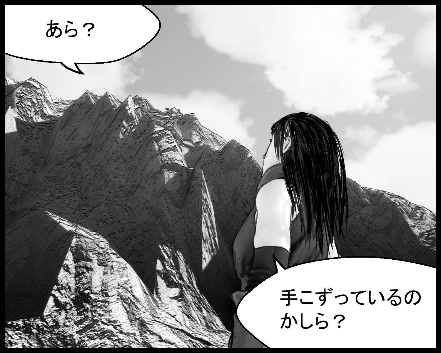 困難な状況の主人公にアリアが気づく、戦闘中の緊迫した会話シーン